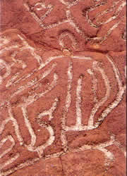 A closeup of the larges Petroglyphs, the meaning has not been deciphered.